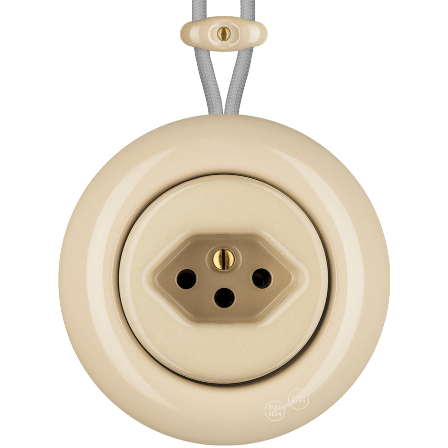 PORCELAIN KATY PATY COLONA ROUND SURFACE MOUNTED SWISS SOCKET SAND - DYKE & DEAN