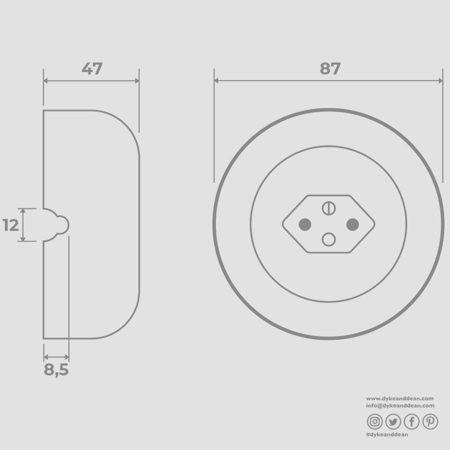 PORCELAIN KATY PATY COLONA ROUND SURFACE MOUNTED SWISS SOCKET SKY BLUE - DYKE & DEAN