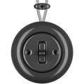PORCELAIN KATY PATY COLONA ROUND SURFACE MOUNTED TOGGLE BUTTON SWITCH DARK GREY - DYKE & DEAN