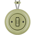 PORCELAIN KATY PATY COLONA ROUND SURFACE MOUNTED TOGGLE BUTTON SWITCH MOSS GREEN - DYKE & DEAN