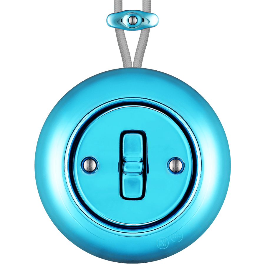 PORCELAIN KATY PATY COLONA ROUND SURFACE MOUNTED TOGGLE BUTTON SWITCH SKY BLUE - DYKE & DEAN