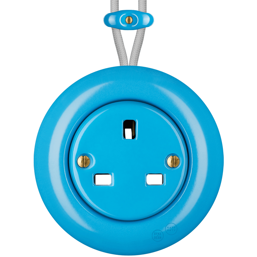 PORCELAIN KATY PATY COLONA ROUND SURFACE MOUNTED UK SOCKET AZURE - DYKE & DEAN