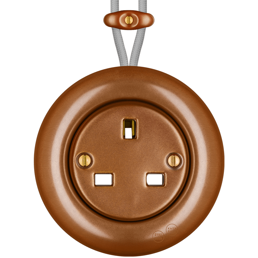 PORCELAIN KATY PATY COLONA ROUND SURFACE MOUNTED UK SOCKET COPPER - DYKE & DEAN