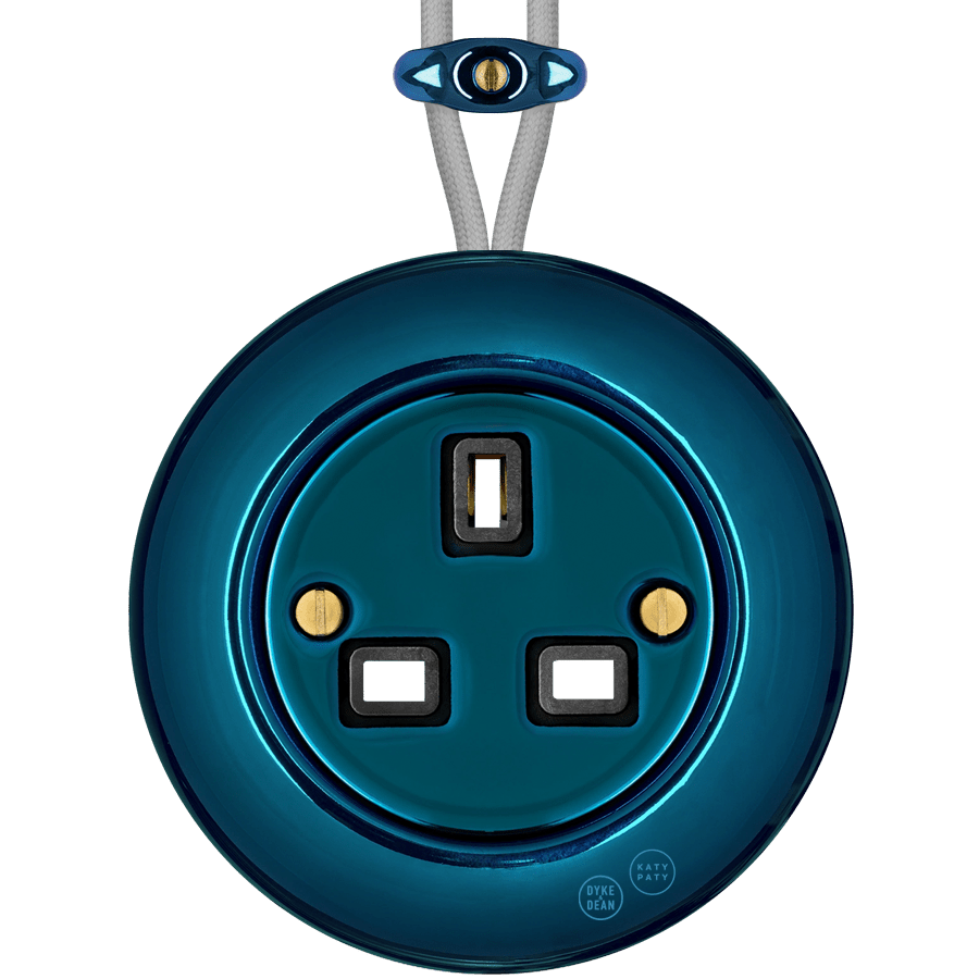 PORCELAIN KATY PATY COLONA ROUND SURFACE MOUNTED UK SOCKET DARK BLUE - DYKE & DEAN