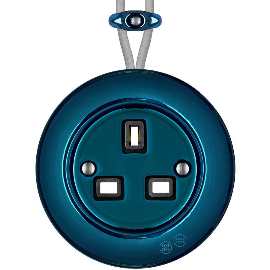 PORCELAIN KATY PATY COLONA ROUND SURFACE MOUNTED UK SOCKET DARK BLUE - DYKE & DEAN