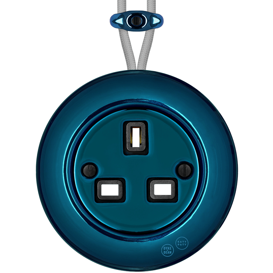 PORCELAIN KATY PATY COLONA ROUND SURFACE MOUNTED UK SOCKET DARK BLUE - DYKE & DEAN