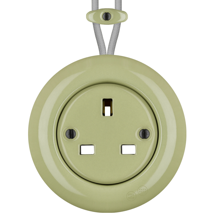 PORCELAIN KATY PATY COLONA ROUND SURFACE MOUNTED UK SOCKET MOSS GREEN - DYKE & DEAN