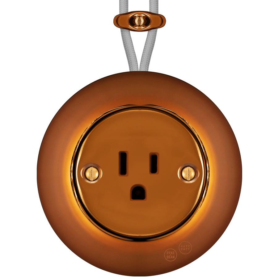 PORCELAIN KATY PATY COLONA ROUND SURFACE MOUNTED USA 15AMP SOCKET BRONZE - DYKE & DEAN