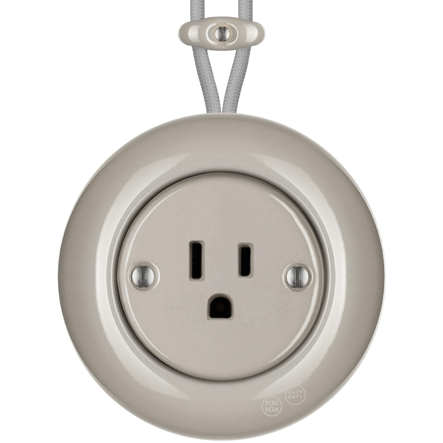 PORCELAIN KATY PATY COLONA ROUND SURFACE MOUNTED USA 15AMP SOCKET CAPPUCCINO - DYKE & DEAN
