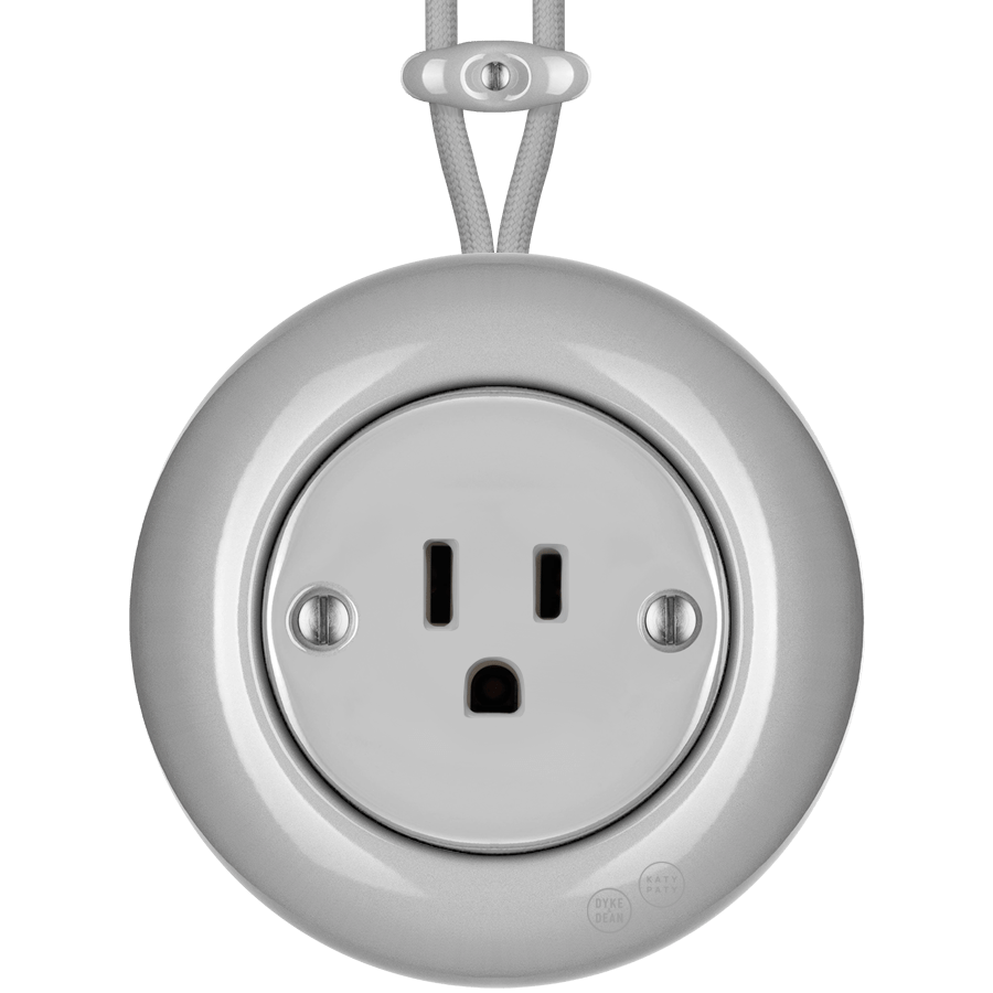 PORCELAIN KATY PATY COLONA ROUND SURFACE MOUNTED USA 15AMP SOCKET GREY - DYKE & DEAN