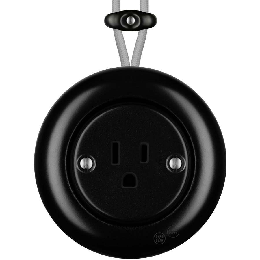 PORCELAIN KATY PATY COLONA ROUND SURFACE MOUNTED USA 15AMP SOCKET MATTE BLACK - DYKE & DEAN