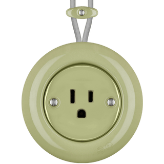 PORCELAIN KATY PATY COLONA ROUND SURFACE MOUNTED USA 15AMP SOCKET MOSS GREEN - DYKE & DEAN