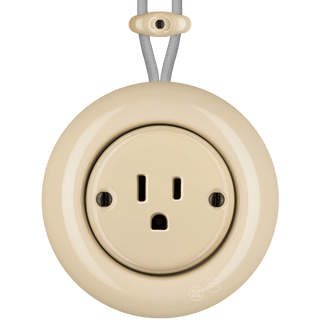 PORCELAIN KATY PATY COLONA ROUND SURFACE MOUNTED USA 15AMP SOCKET SAND - DYKE & DEAN