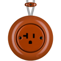PORCELAIN KATY PATY COLONA ROUND SURFACE MOUNTED USA 20AMP SOCKET BRICK RED - DYKE & DEAN