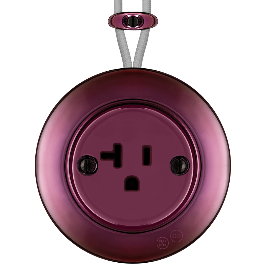 PORCELAIN KATY PATY COLONA ROUND SURFACE MOUNTED USA 20AMP SOCKET PURPLE - DYKE & DEAN