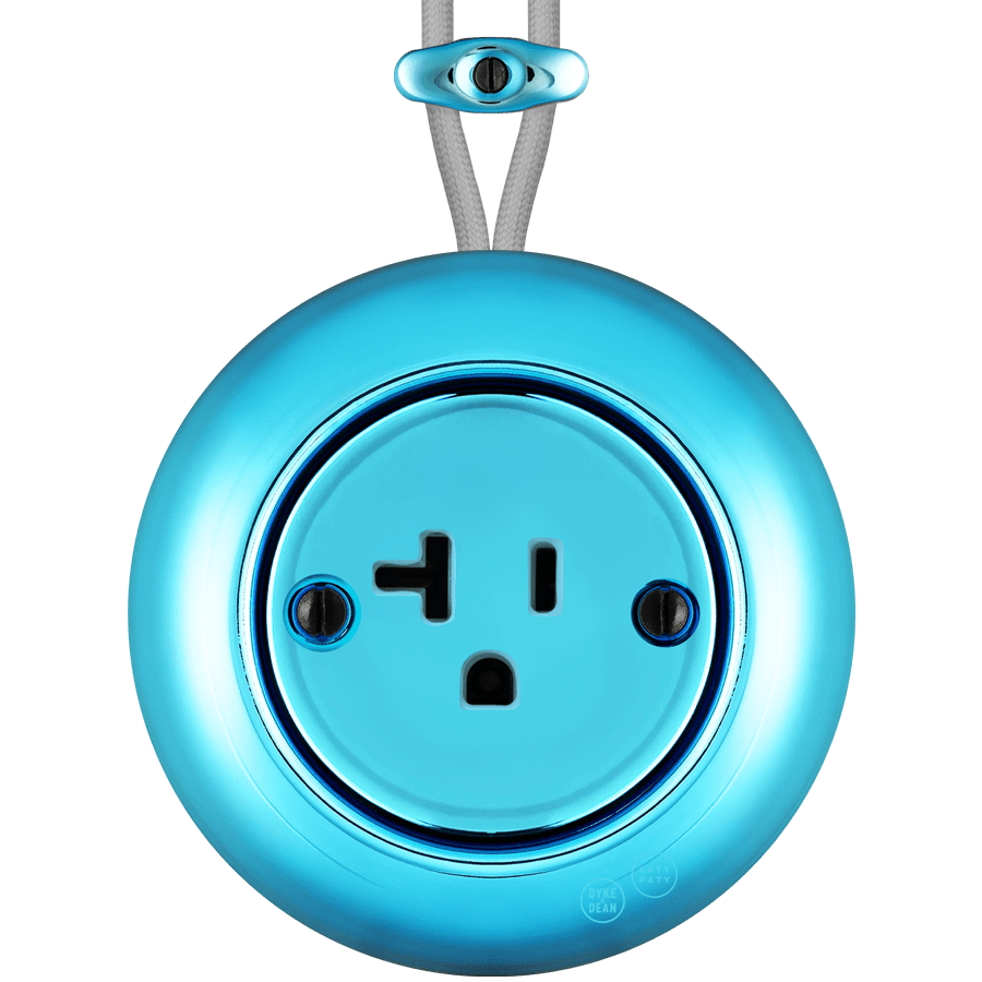 PORCELAIN KATY PATY COLONA ROUND SURFACE MOUNTED USA 20AMP SOCKET SKY BLUE - DYKE & DEAN