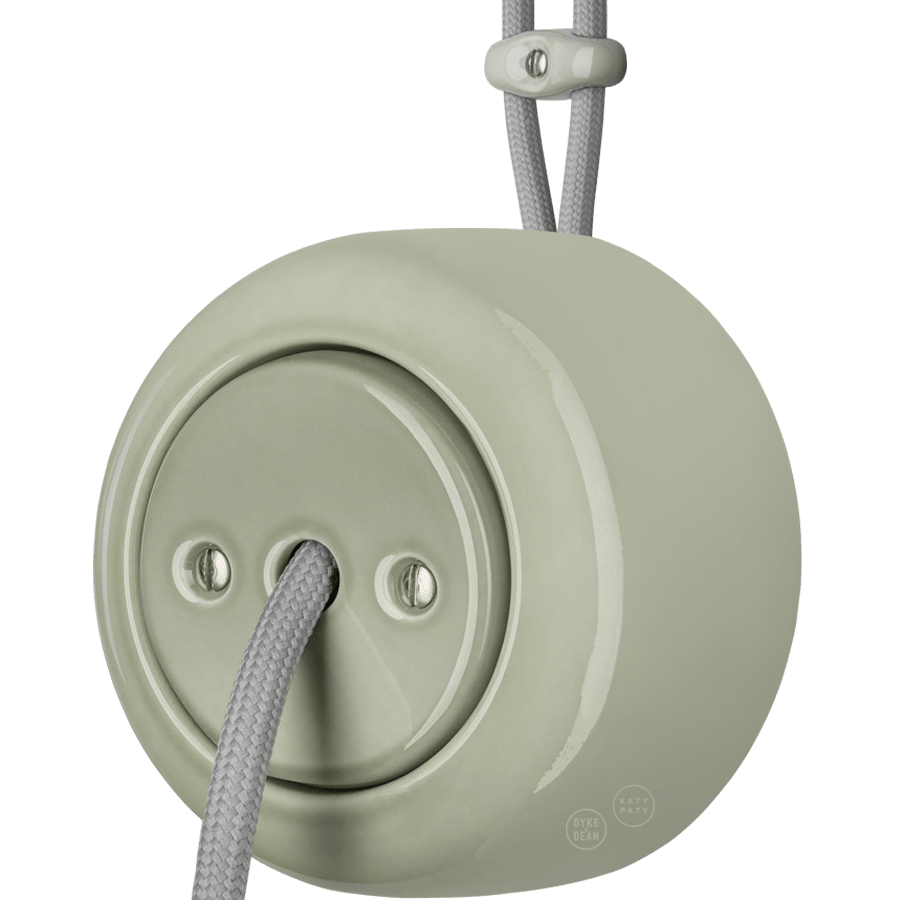 PORCELAIN ROUND SURFACE MOUNTED CABLE GLAND SOCKET GREY GREEN - DYKE & DEAN