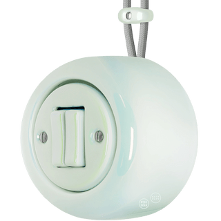 PORCELAIN ROUND SURFACE MOUNTED DOUBLE SLIM BUTTON SWITCH CONCHA - DYKE & DEAN