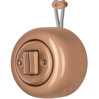 PORCELAIN ROUND SURFACE MOUNTED DOUBLE SLIM BUTTON SWITCH DERMA - DYKE & DEAN