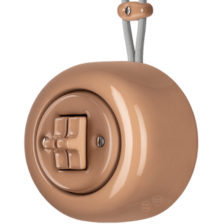 PORCELAIN ROUND SURFACE MOUNTED DOUBLE TOGGLE BUTTON SWITCH DERMA - DYKE & DEAN