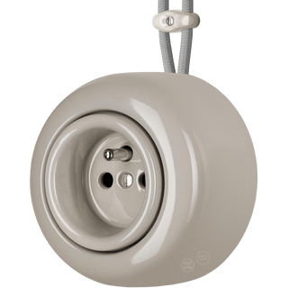 PORCELAIN ROUND SURFACE MOUNTED EURO SOCKET CAPPUCCINO - DYKE & DEAN