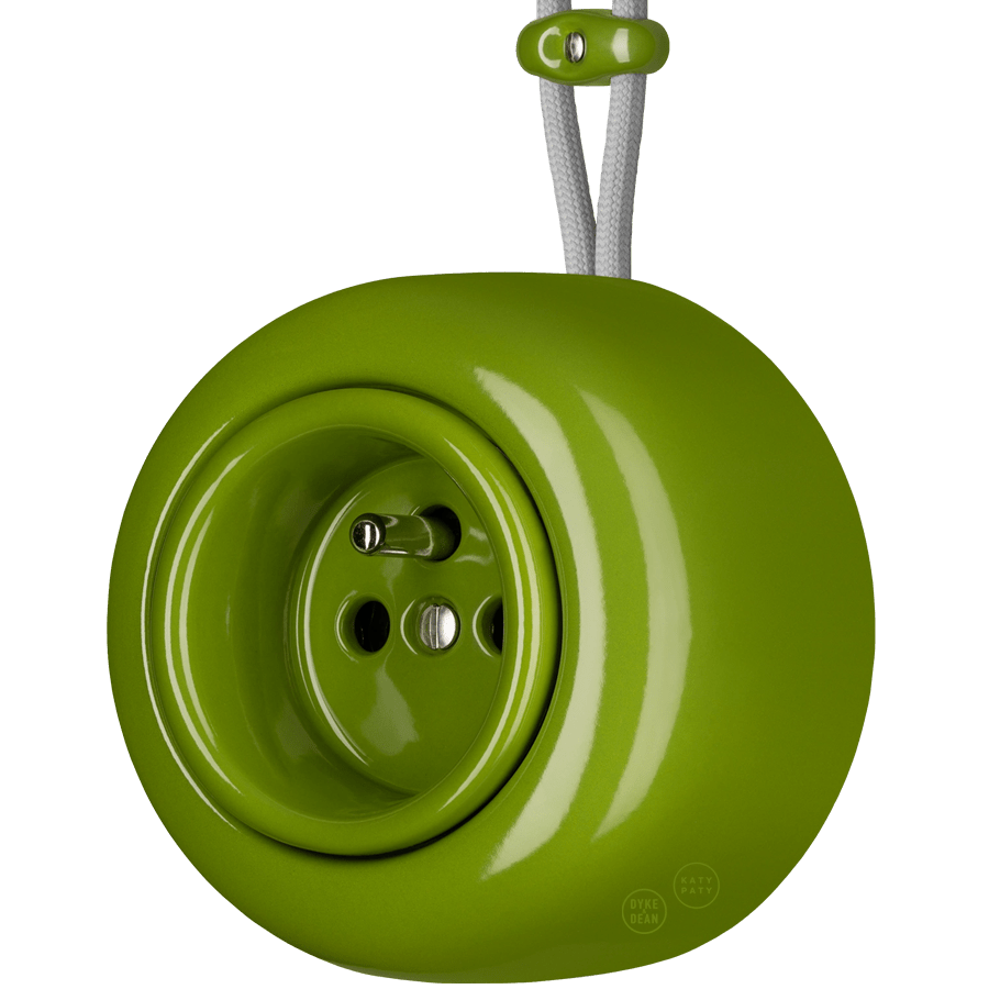 PORCELAIN ROUND SURFACE MOUNTED EURO SOCKET GREEN - DYKE & DEAN