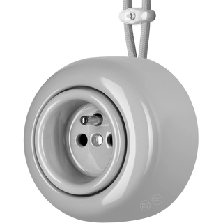 PORCELAIN ROUND SURFACE MOUNTED EURO SOCKET GREY - DYKE & DEAN
