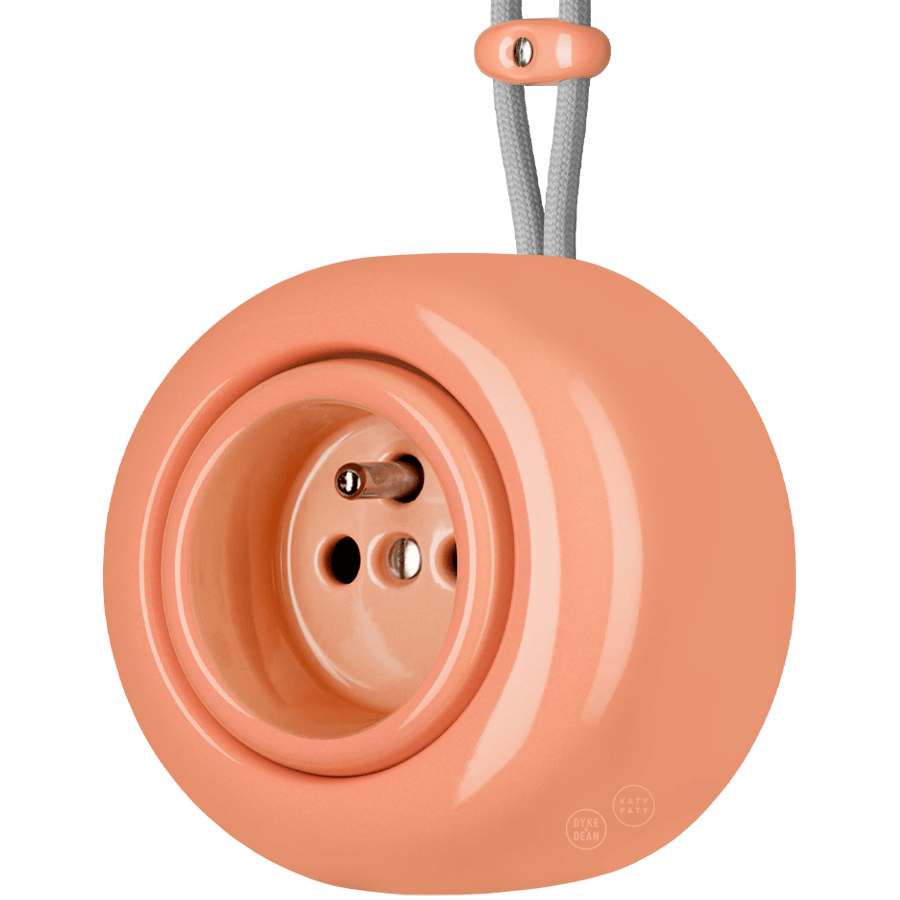 PORCELAIN ROUND SURFACE MOUNTED EURO SOCKET SALMON PINK - DYKE & DEAN