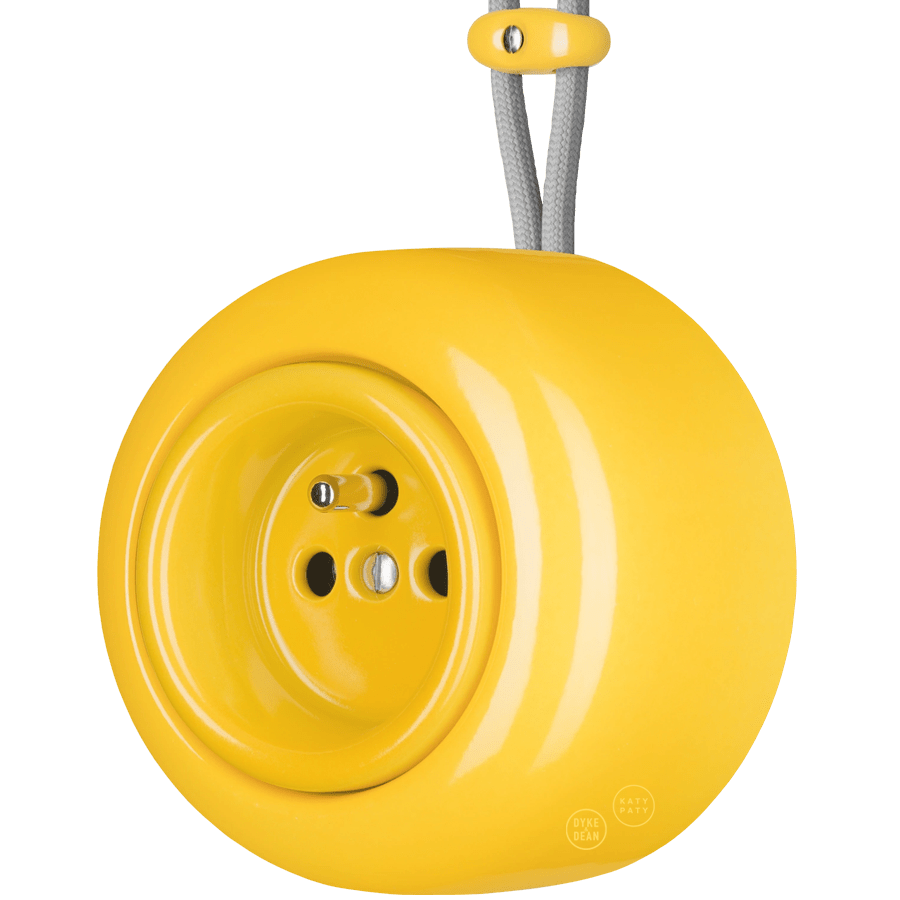 PORCELAIN ROUND SURFACE MOUNTED EURO SOCKET YELLOW - DYKE & DEAN