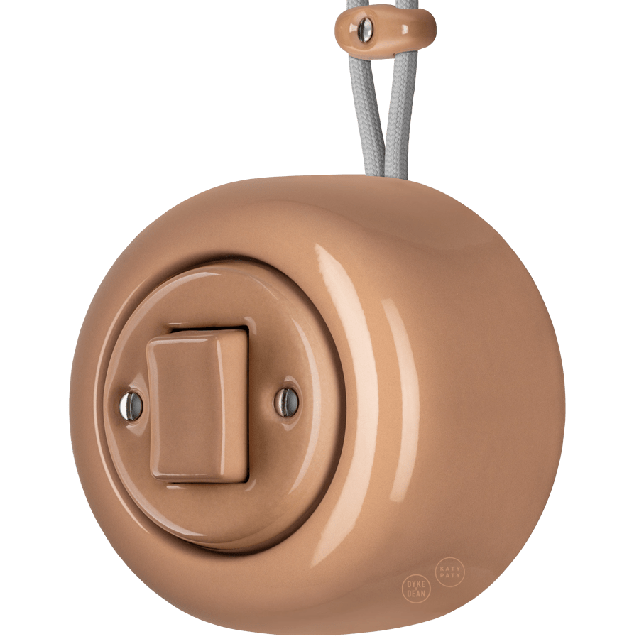 PORCELAIN ROUND SURFACE MOUNTED FAT BUTTON SWITCH DERMA - DYKE & DEAN