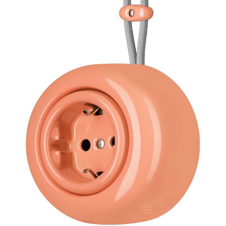 PORCELAIN ROUND SURFACE MOUNTED SCHUKO SOCKET SALMON PINK - DYKE & DEAN