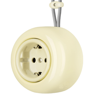 PORCELAIN ROUND SURFACE MOUNTED SCHUKO SOCKET VANILLA - DYKE & DEAN