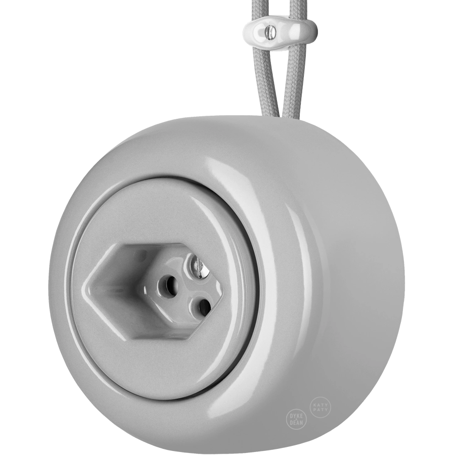 PORCELAIN ROUND SURFACE MOUNTED SWISS SOCKET GREY - DYKE & DEAN