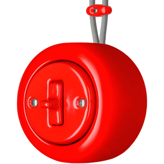 PORCELAIN ROUND SURFACE MOUNTED TOGGLE BUTTON SWITCH RED - DYKE & DEAN