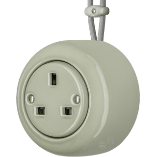 PORCELAIN ROUND SURFACE MOUNTED UK SOCKET GREY GREEN - DYKE & DEAN
