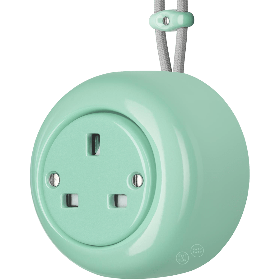 PORCELAIN ROUND SURFACE MOUNTED UK SOCKET MINT - DYKE & DEAN