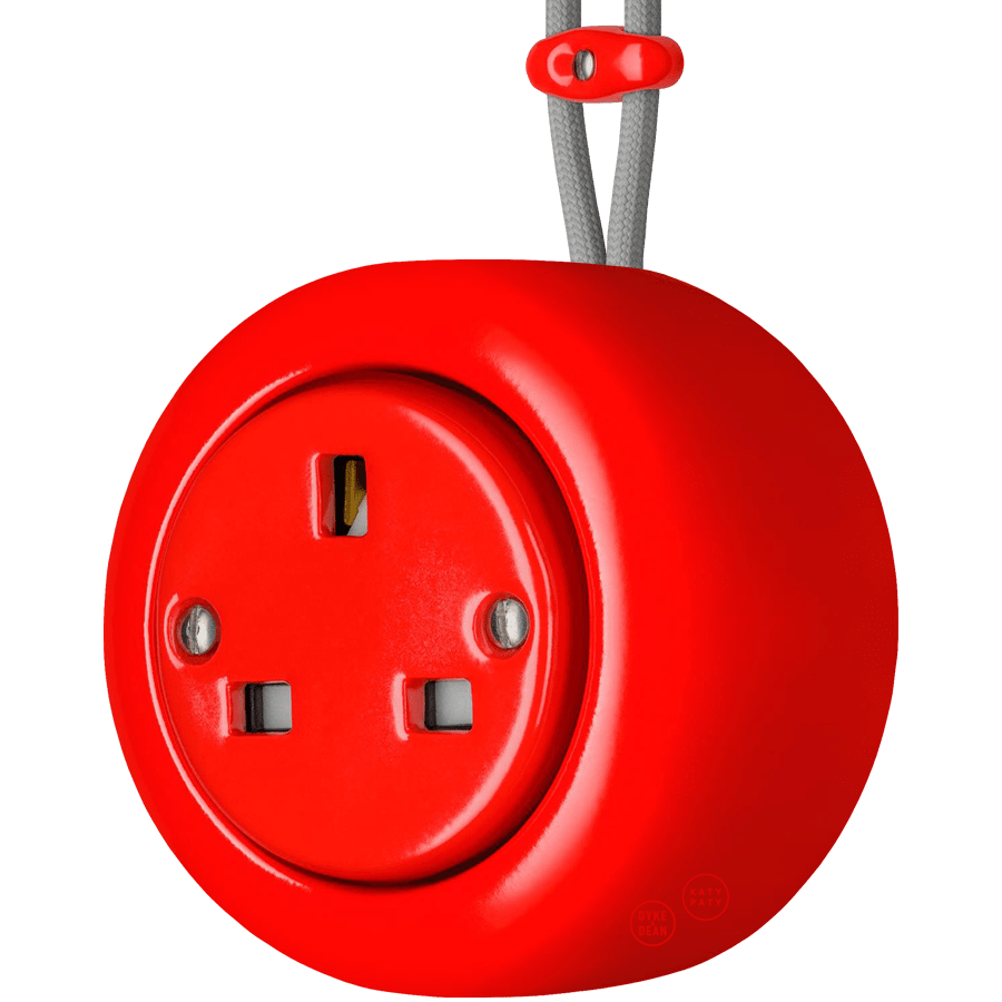 PORCELAIN ROUND SURFACE MOUNTED UK SOCKET RED - DYKE & DEAN