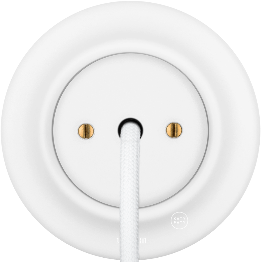 PORCELAIN WALL CABLE GLAND SOCKET MATT WHITE - DYKE & DEAN