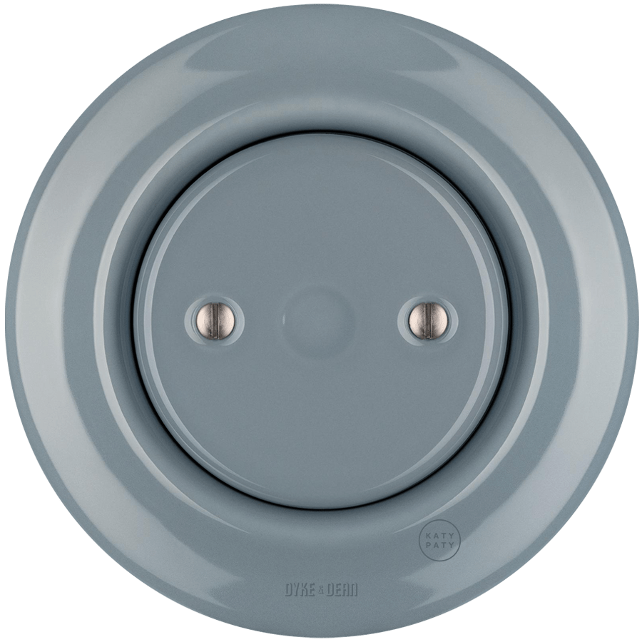 PORCELAIN WALL END PLUG SOCKET ASH GREY - DYKE & DEAN