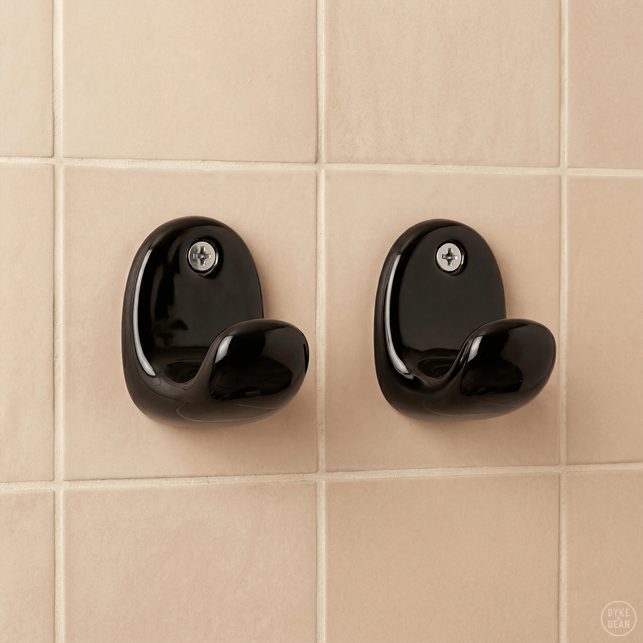 PORCELAIN WALL HOOK SET BLACK - DYKE & DEAN