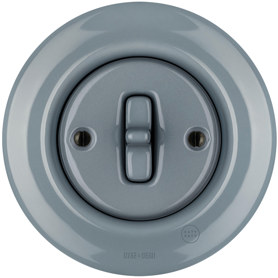 PORCELAIN WALL LIGHT SWITCH ASH GREY TOGGLE - DYKE & DEAN