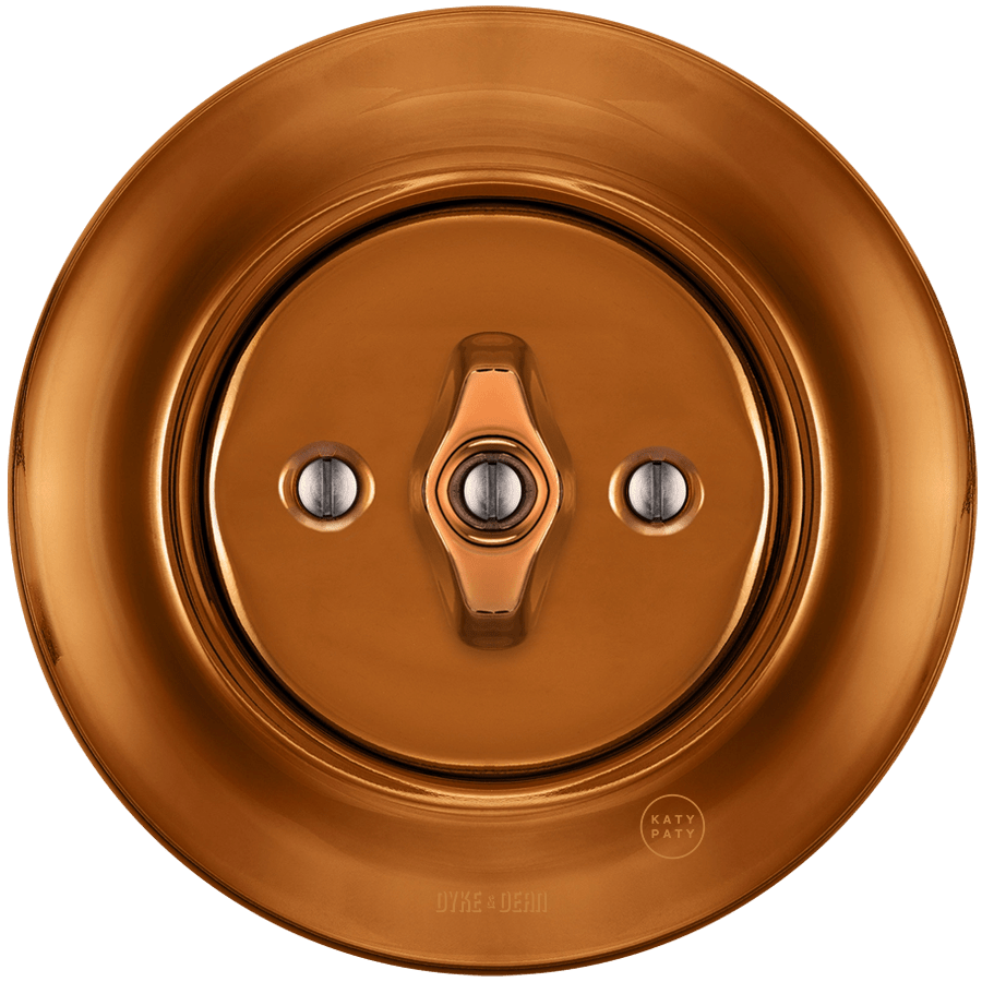 PORCELAIN WALL LIGHT SWITCH BRONZE ROTARY - DYKE & DEAN