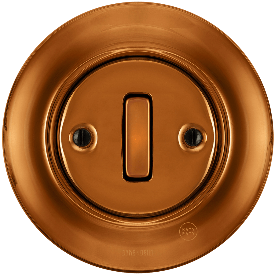 PORCELAIN WALL LIGHT SWITCH BRONZE SLIM BUTTON - DYKE & DEAN