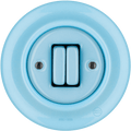 PORCELAIN WALL LIGHT SWITCH DOUBLE PASTEL BLUE - DYKE & DEAN
