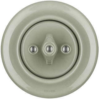 PORCELAIN WALL LIGHT SWITCH GREY GREEN ROTARY - DYKE & DEAN