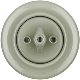 PORCELAIN WALL LIGHT SWITCH GREY GREEN ROTARY - DYKE & DEAN