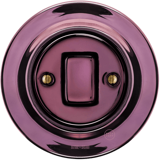 PORCELAIN WALL LIGHT SWITCH PURPLE FAT BUTTON - DYKE & DEAN
