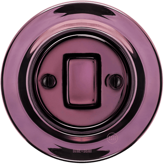 PORCELAIN WALL LIGHT SWITCH PURPLE FAT BUTTON - DYKE & DEAN
