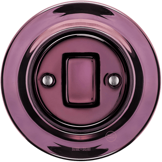 PORCELAIN WALL LIGHT SWITCH PURPLE FAT BUTTON - DYKE & DEAN