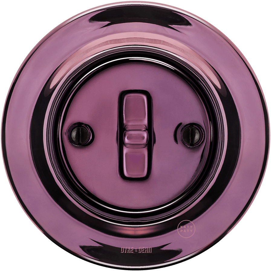 PORCELAIN WALL LIGHT SWITCH PURPLE TOGGLE - DYKE & DEAN